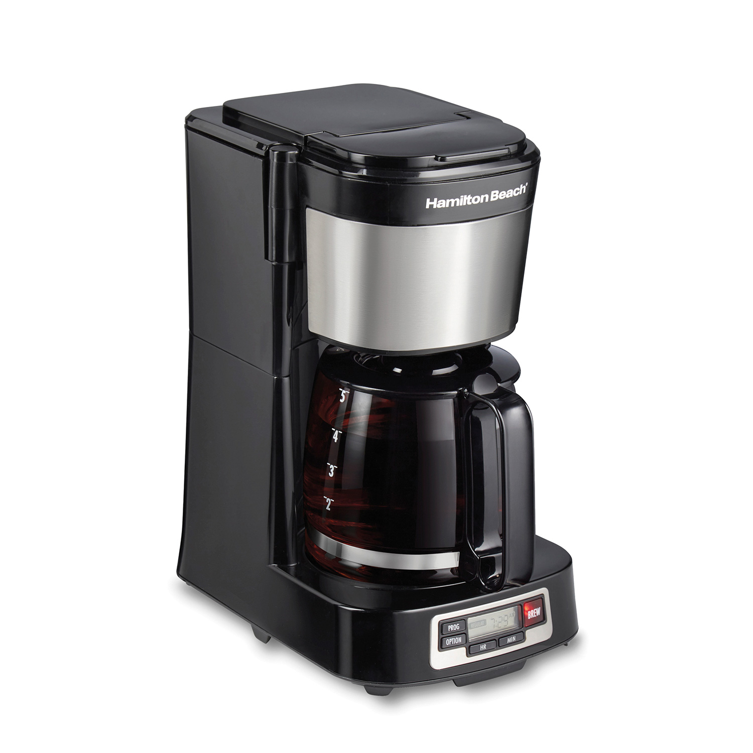 FrontFill<sup>®</sup> 5 Cup Compact Coffee Maker with Programmable Clock & Glass Carafe (46111)