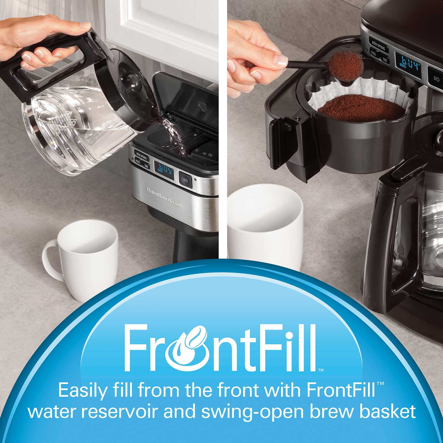 Hamilton Beach Front-Fill® 12 Cup Programmable Coffee Maker with Swing-Out  Basket - 46310