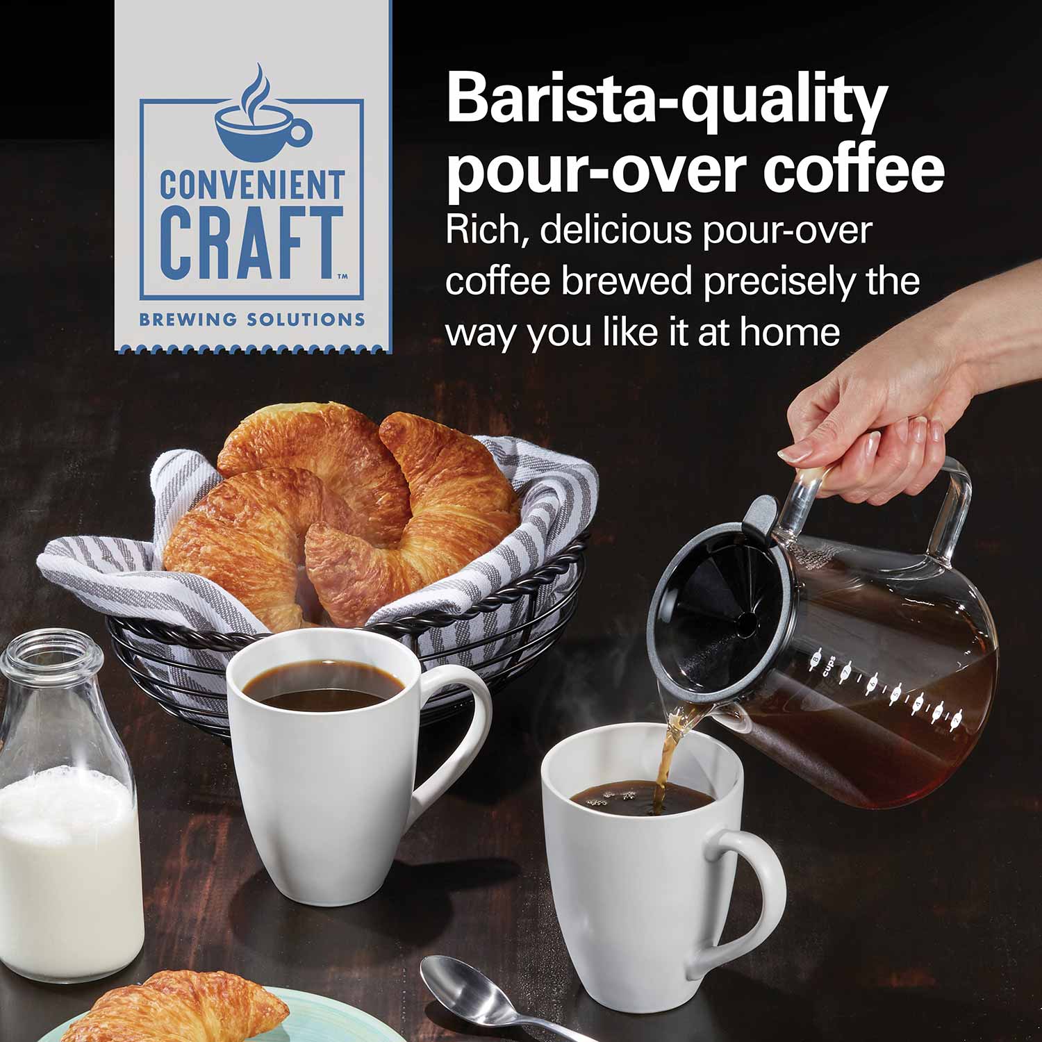 8 Cup Convenient Craft™ Automatic or Manual Pour-Over Coffee Brewer, White