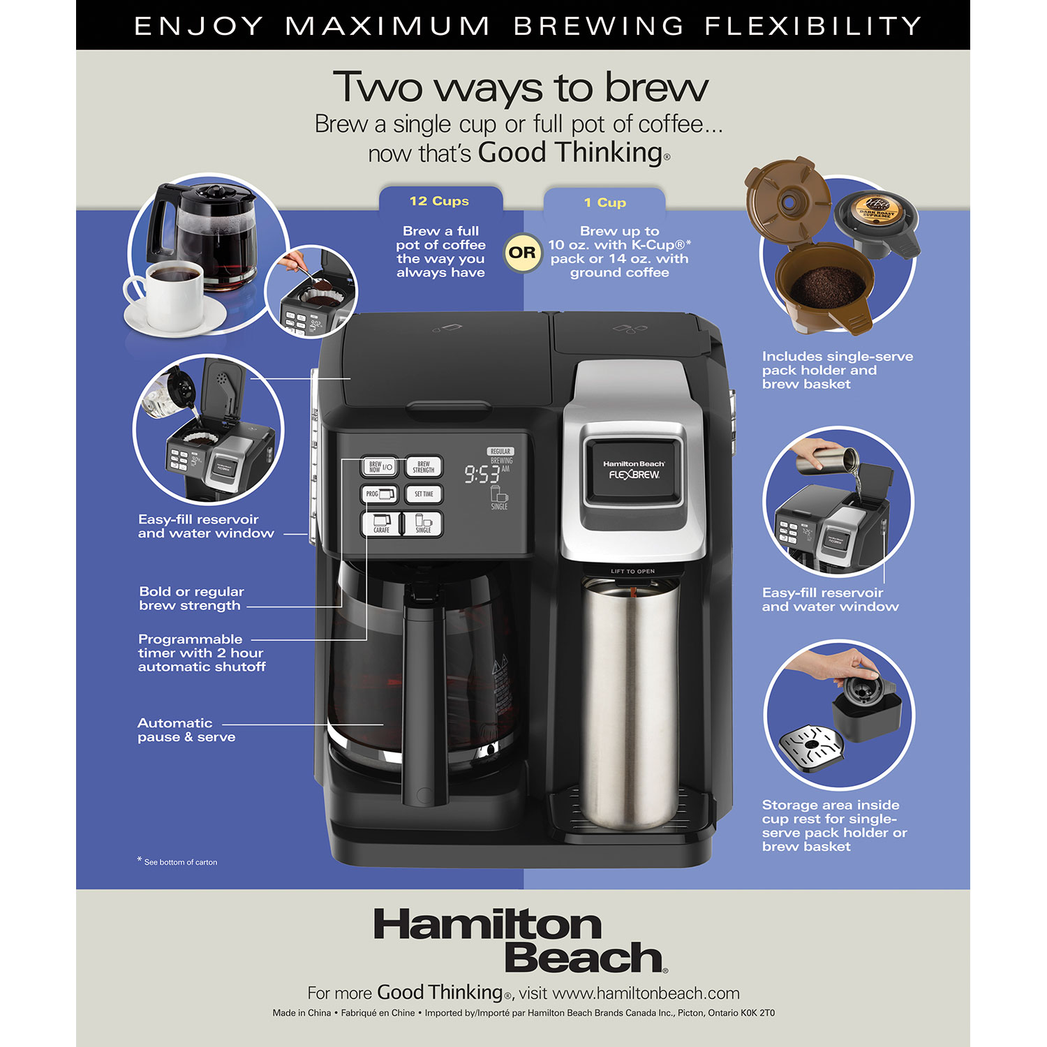 Hamilton Beach FlexBrew® 2Way Coffee Maker with 12Cup Carafe & Pod