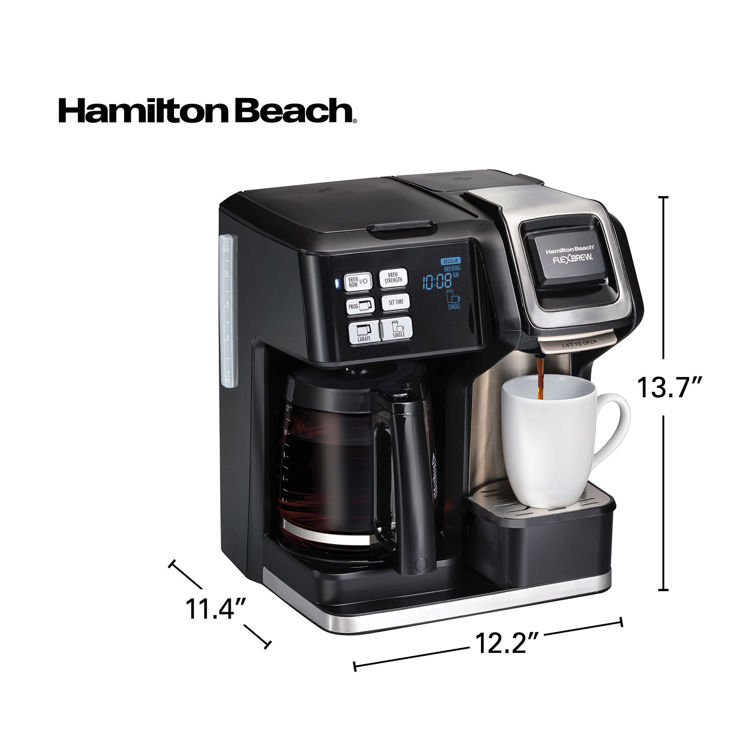 Hamilton Beach FlexBrew Trio Coffee Maker, Black, 12 Cups and