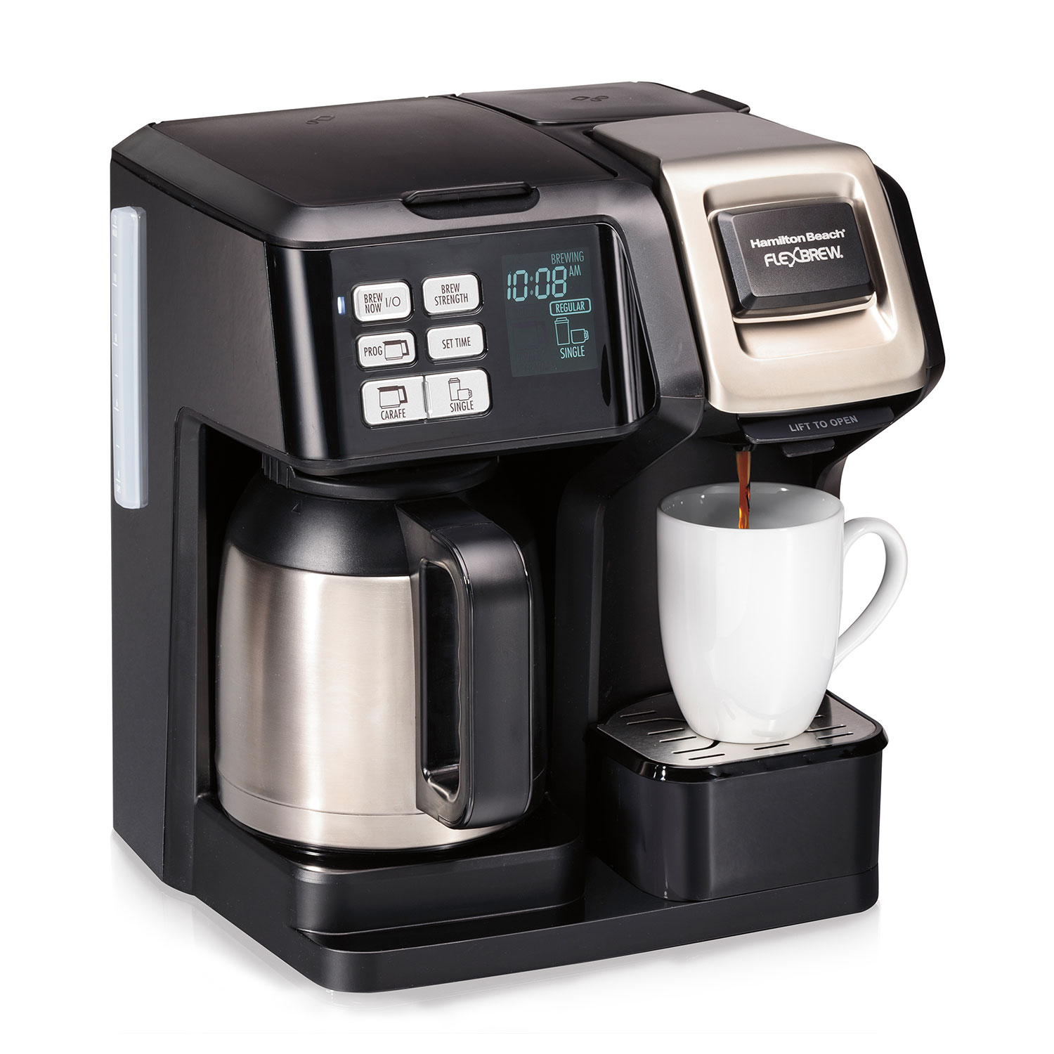 Hamilton Beach Hamilton Beach FlexBrew two way coffee maker 12-Cup  Black/Stainless Steel Residential Drip Coffee Maker at