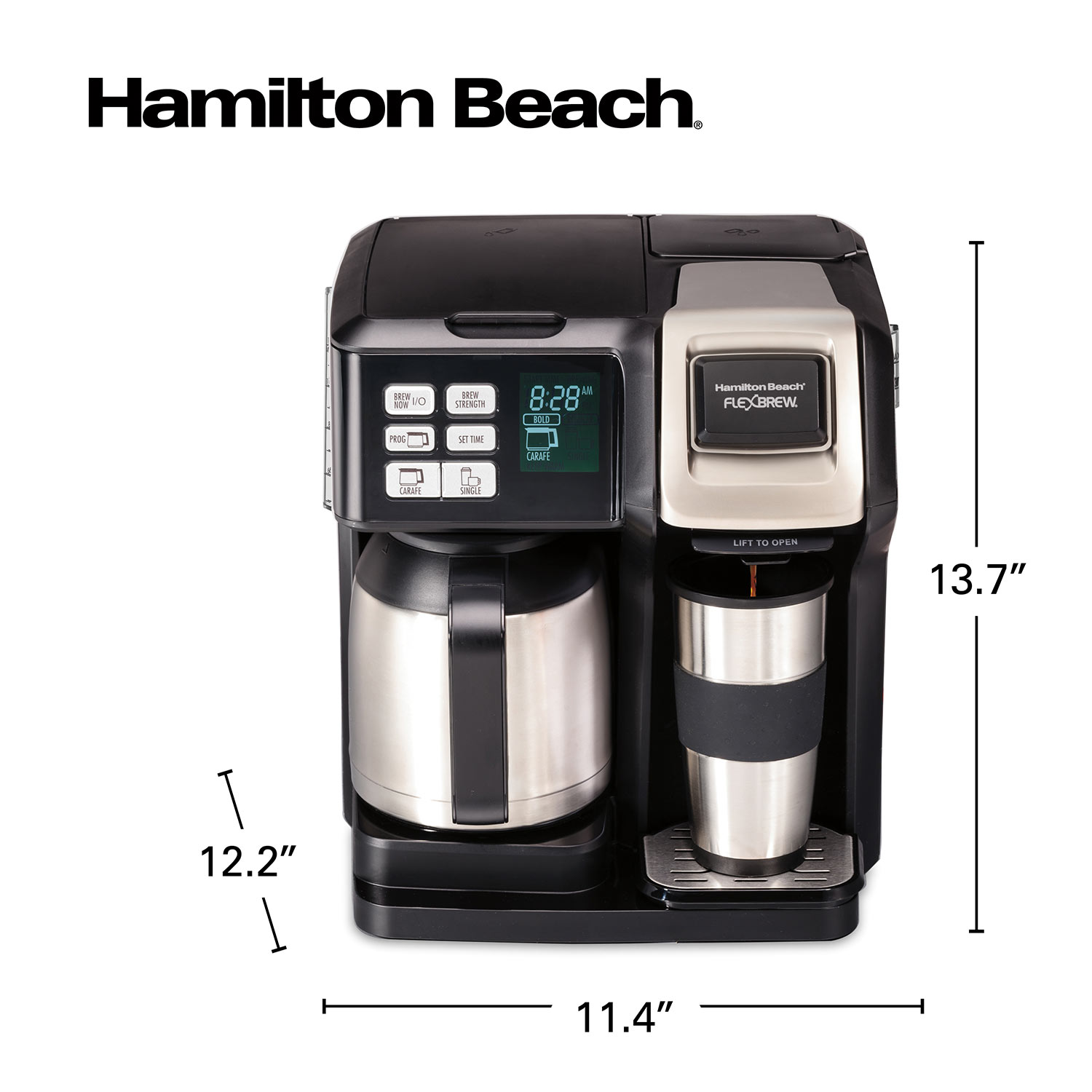 Hamilton Beach FlexBrew Trio 2-Way Coffee Maker, Compatible with K-Cup Pods  or Grounds, Combo, Single Serve & Full 10c Thermal Pot, Black and