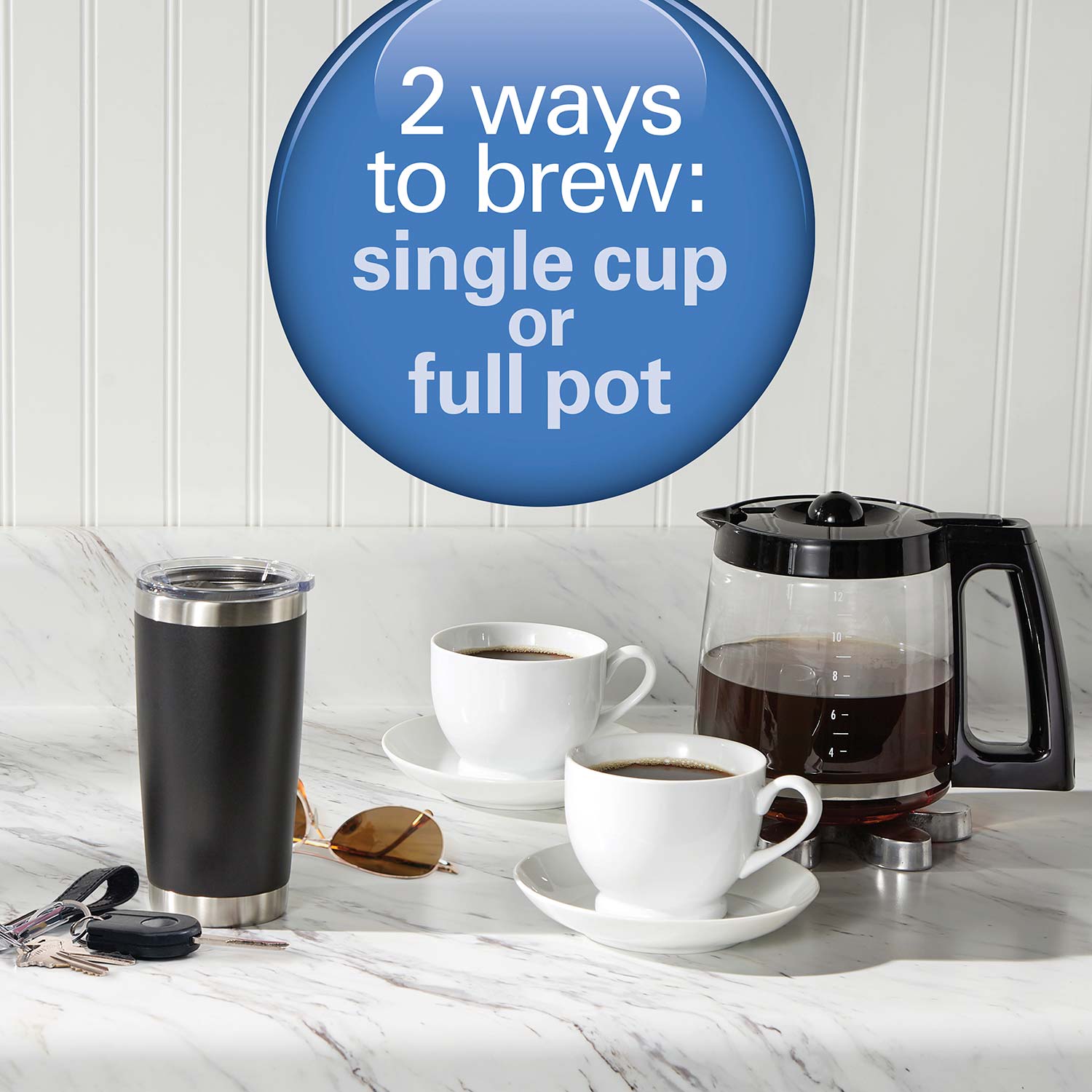 2-Way Coffee Maker with 12 Cup Carafe & Pod Brewing Black & Stainless