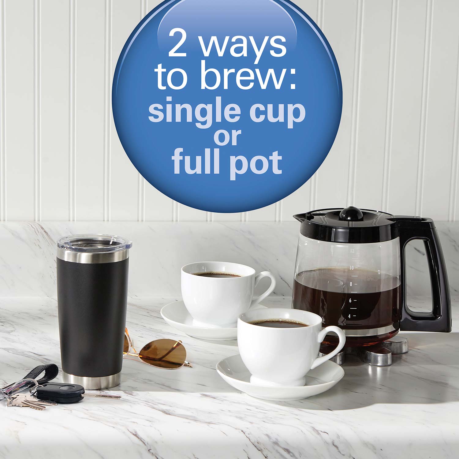 2-Way Coffee Maker, Single-Serve & 12 Cup Carafe, Stainless