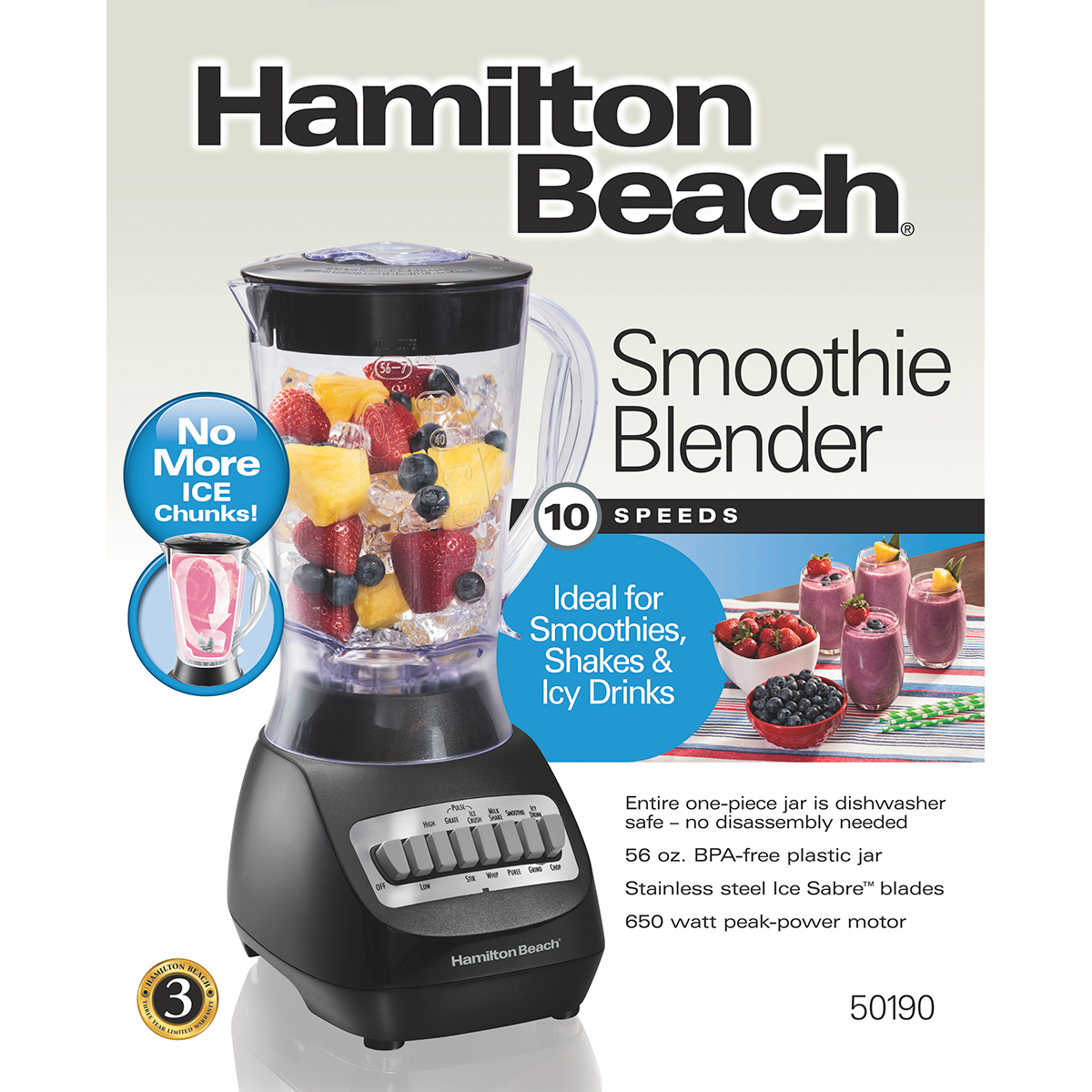 Hamilton Beach Smoothie 10-Speed Blender (black)