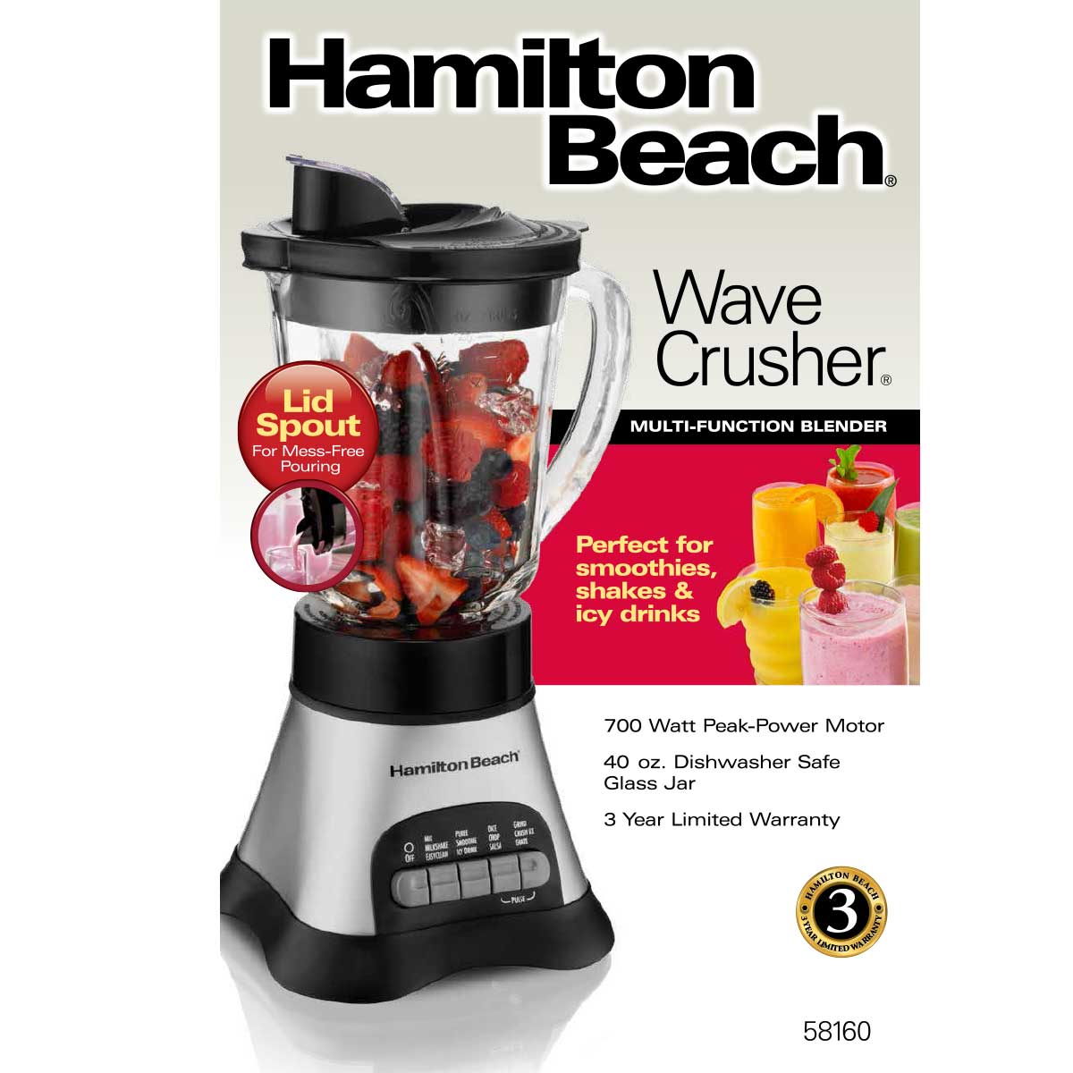 Wave Crusher® Blender Multi-Function with 40oz Glass Jar, 700W - 58160