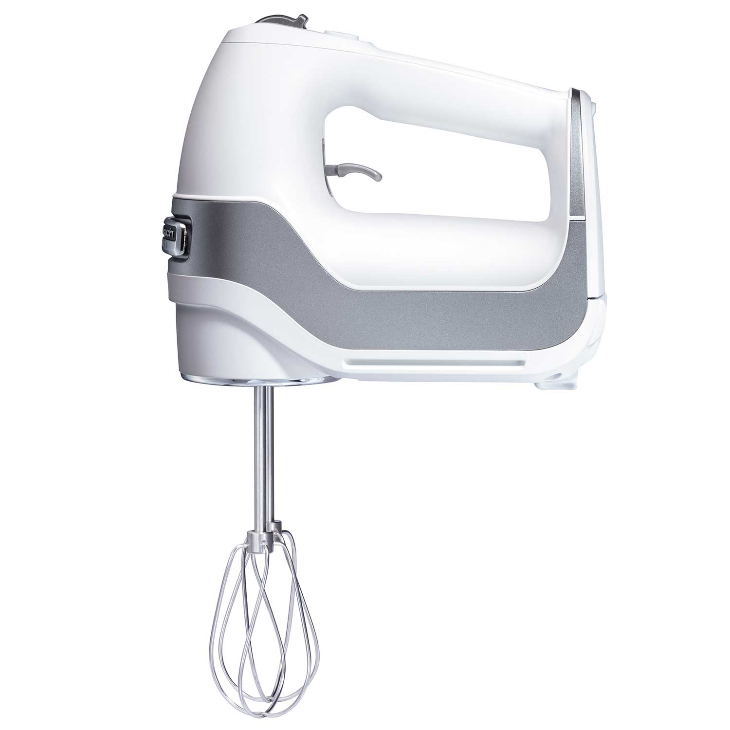 Hamilton Beach Professional 5-Speed White Hand Mixer with Stainless Steel Attachments and Snap-On Storage Case