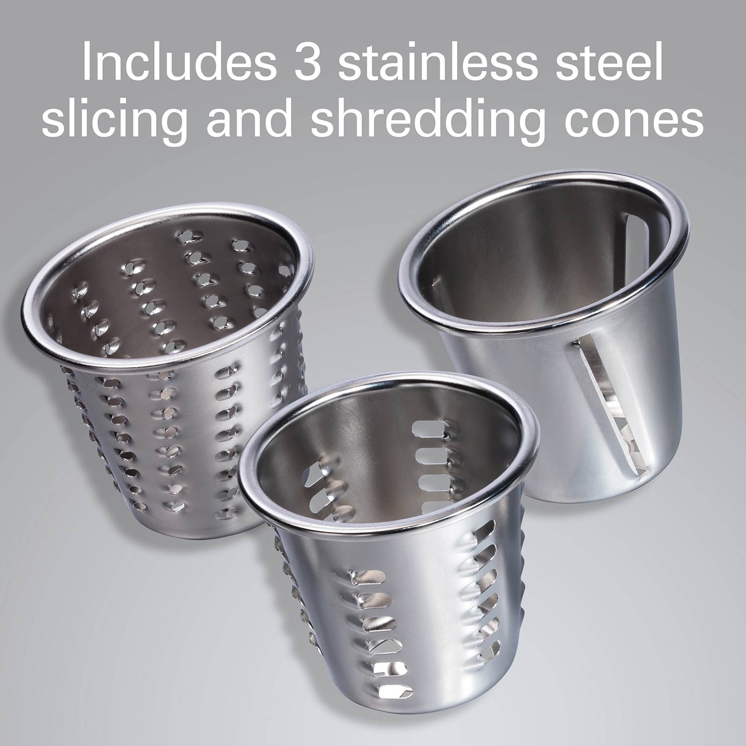 Stainless Steel Slicer Shredder Attachment with 3 Sizes Blades for