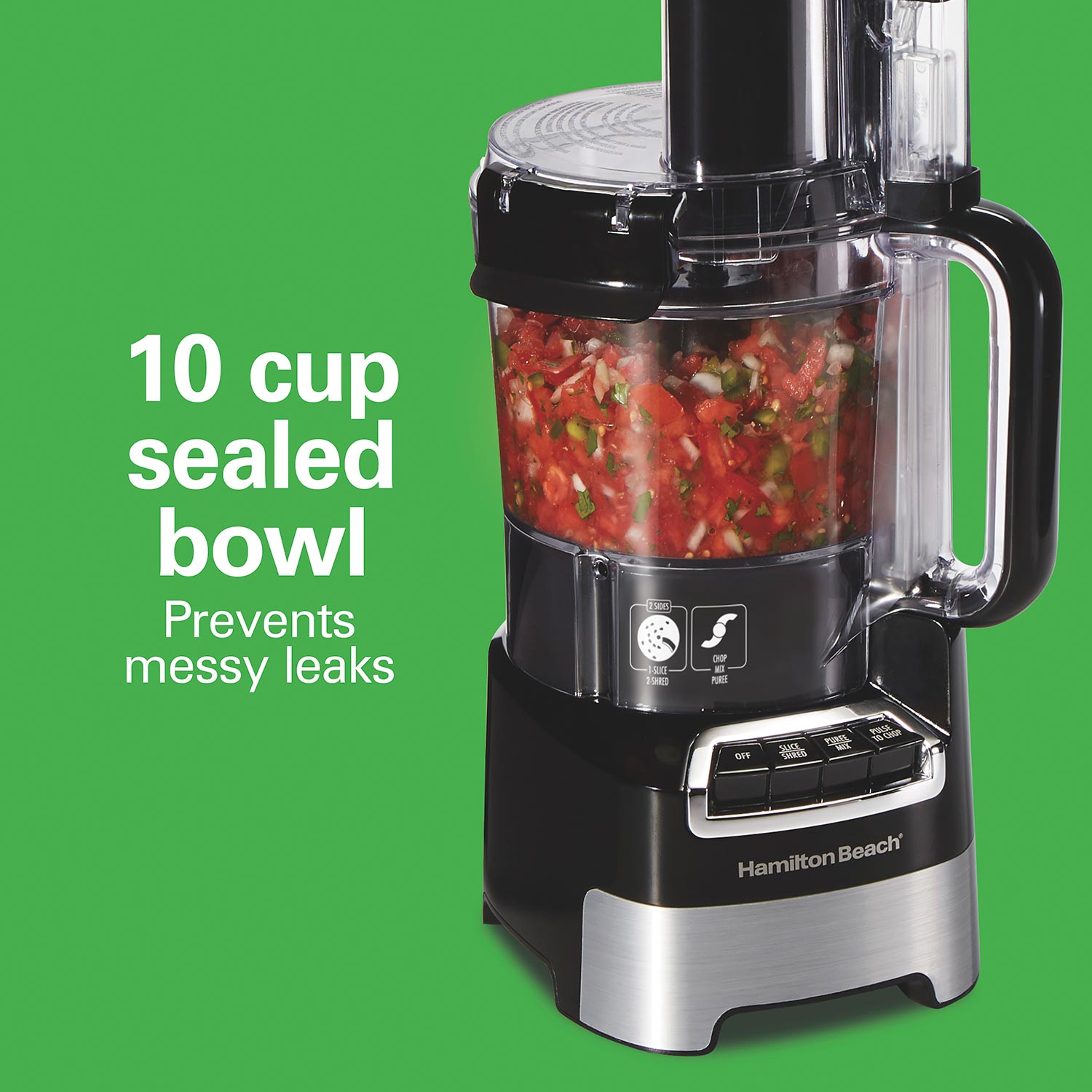 10-Cup Stack & Snap™ Food Processor with Big Mouth®, Black & Stainless -  70723