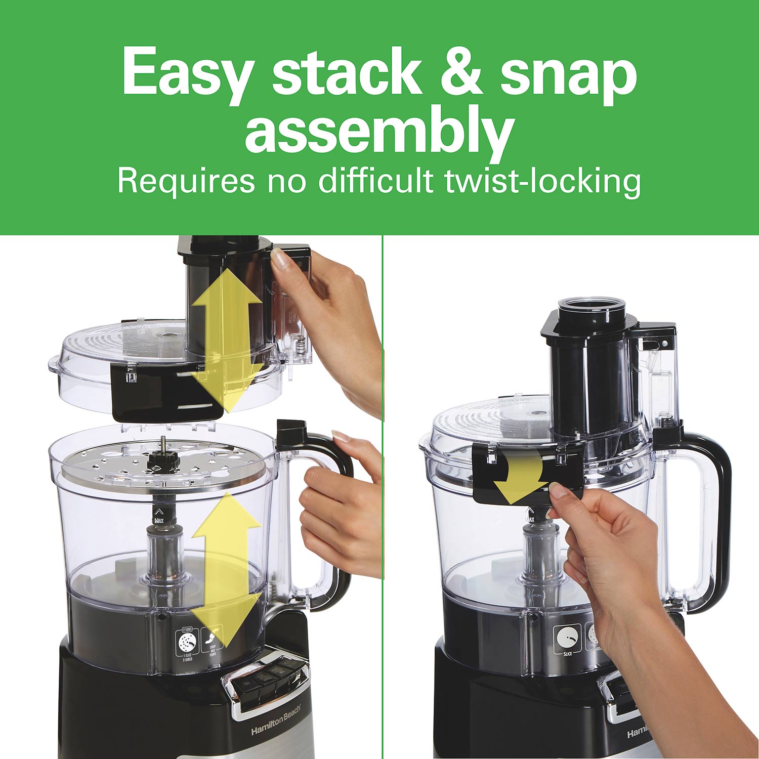 Hamilton Beach 12-Cup Stack & Snap™ Food Processor, Black & Stainless -  70725A
