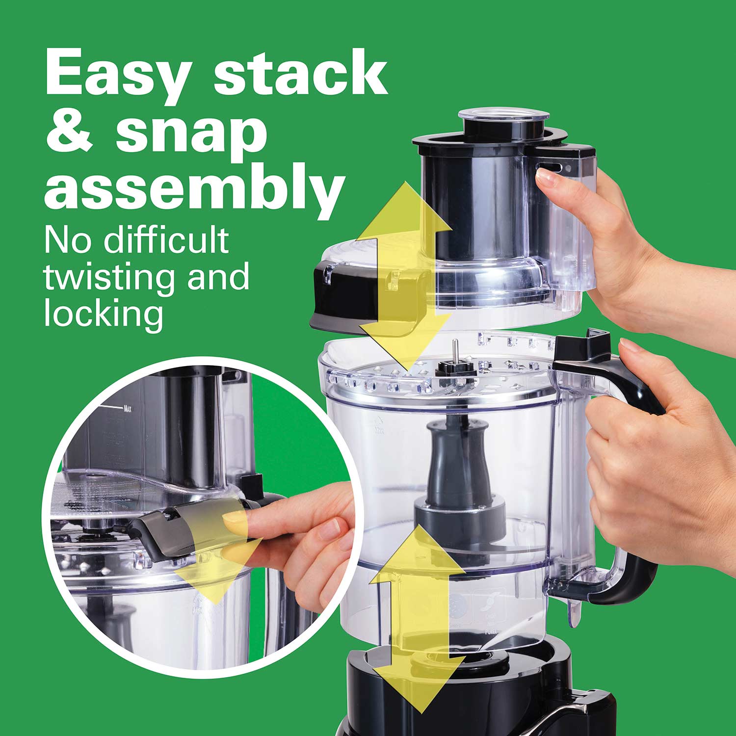 12-Cup Stack & Snap™ Food Processor with Big Mouth, Black &  Stainless - 70725