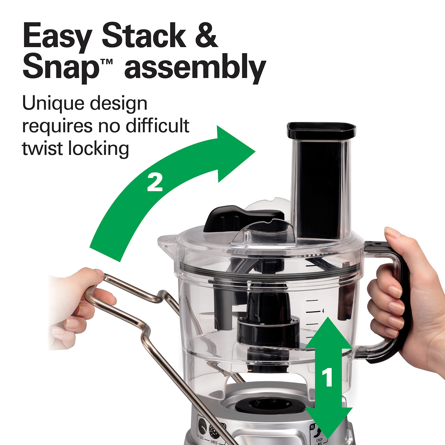 Hamilton Beach Stack & Snap Food Processor 8-Cup with Built-In Bowl Scraper - Silver