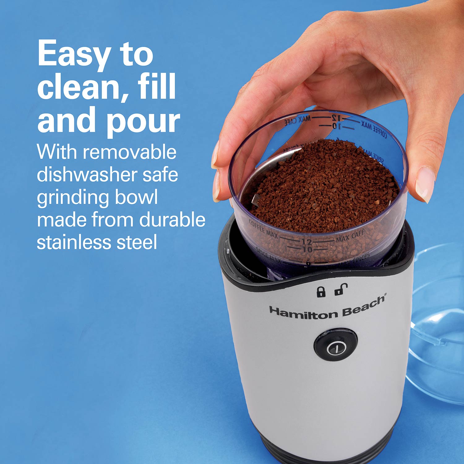  Kaffe Electric Coffee Bean Grinder w/Removable Cup