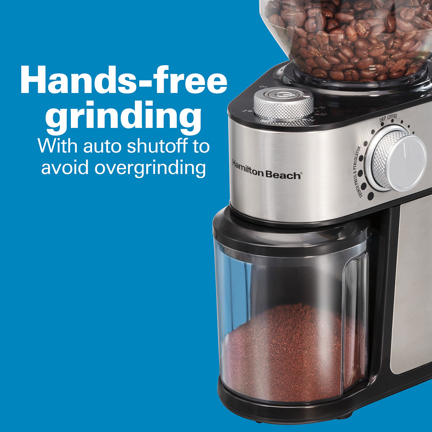 Hamilton Beach 10oz Electric Coffee Grinder with Multiple Grind Settings  for up to 14 Cups, Stainless Steel Blades, Black