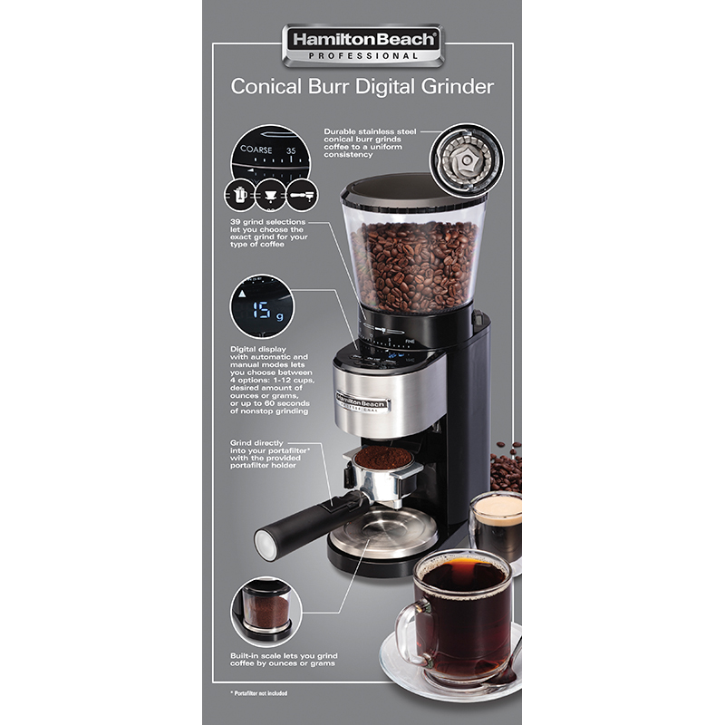 Hamilton Beach® Professional Conical Burr Digital Coffee Grinder & Reviews