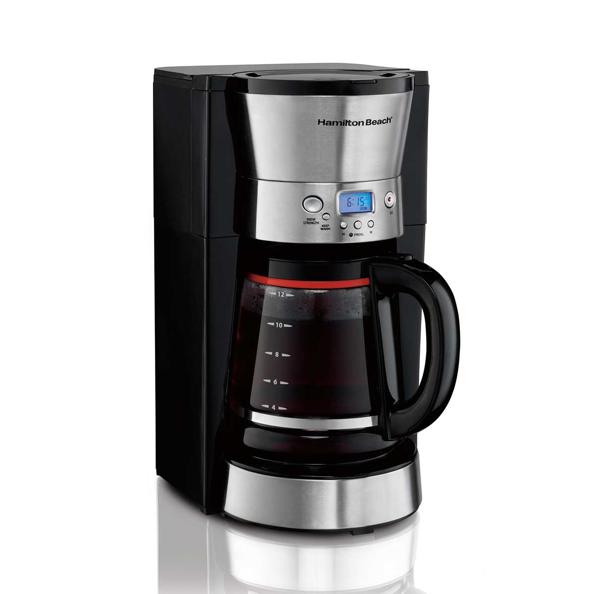 12 Cup Programmable Coffee Maker with Cone Filter, Black & Stainless (46895)