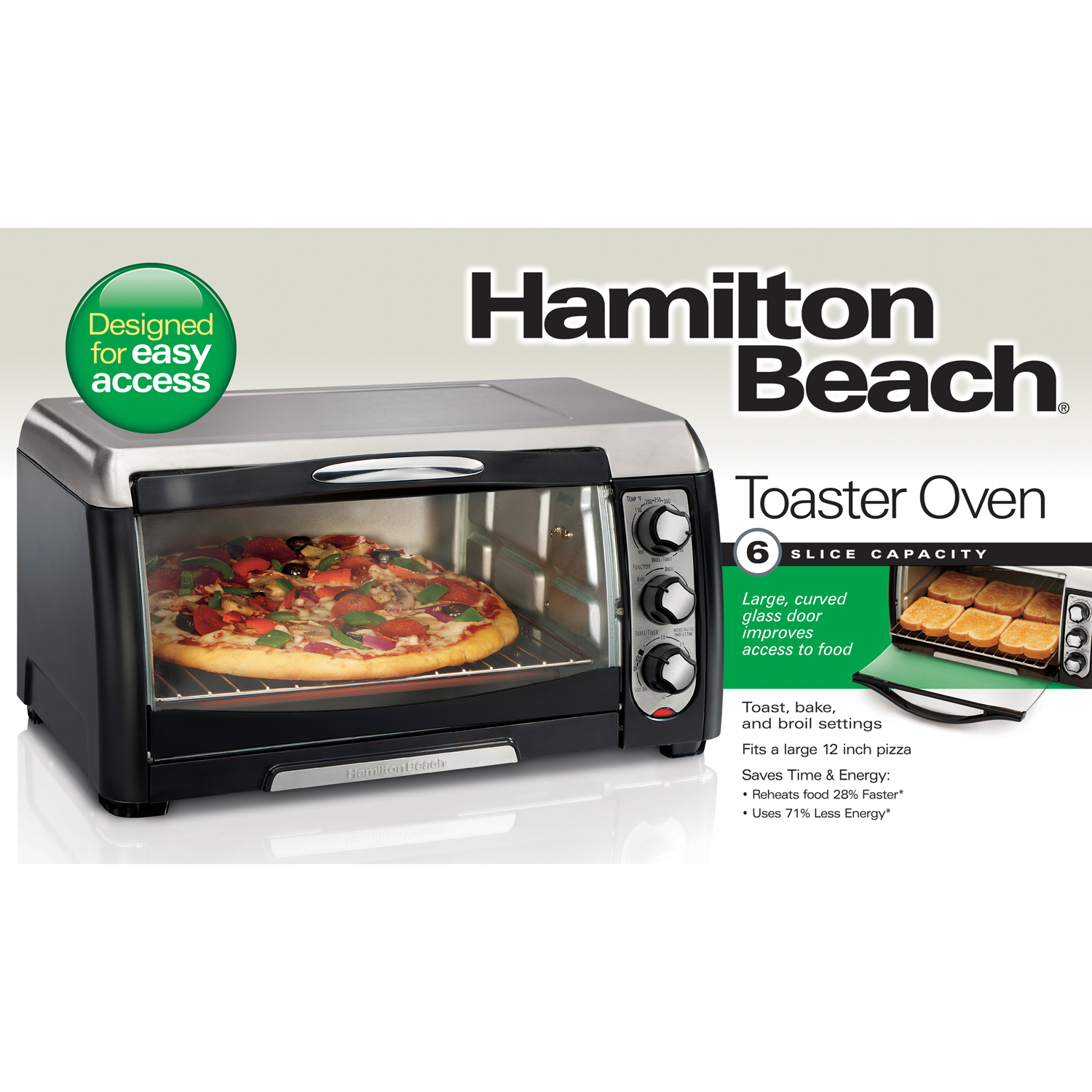 Hamilton Beach 31335 Ensemble 6-Slice Toaster Oven, Black