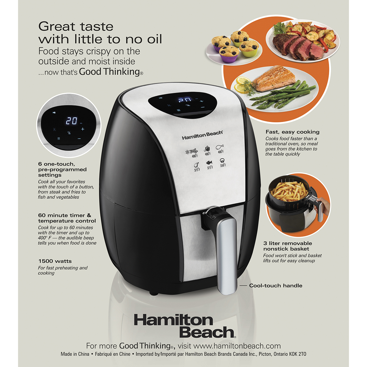Hamilton Beach Brands Inc. Electric Deep Fryer, Cool Touch Sides