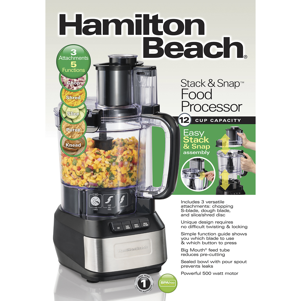 Hamilton Beach 12Cup Stack & Snap™ Food Processor 70727