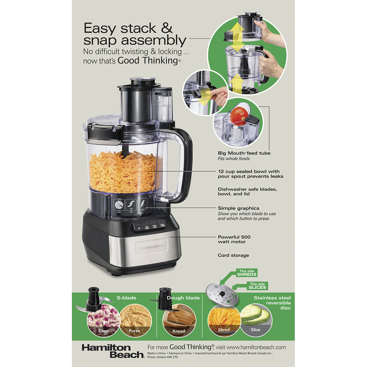Hamilton Beach 12Cup Stack & Snap™ Food Processor 70727
