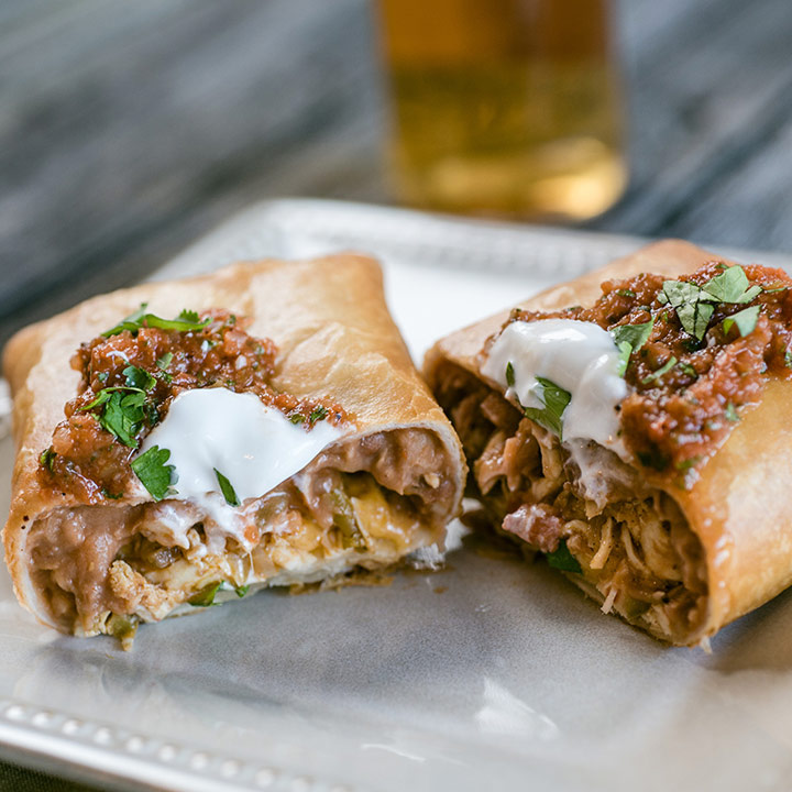 Chicken Chimichangas with Ranchero Sauce