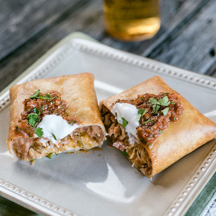 Chicken Chimichangas with Enchilada Sauce No chopping. No slicing. No knife  required!