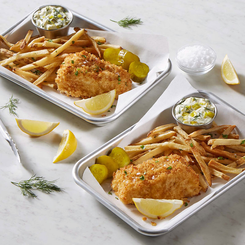 Air Fryer Fish and Chips with Pickle Aioli