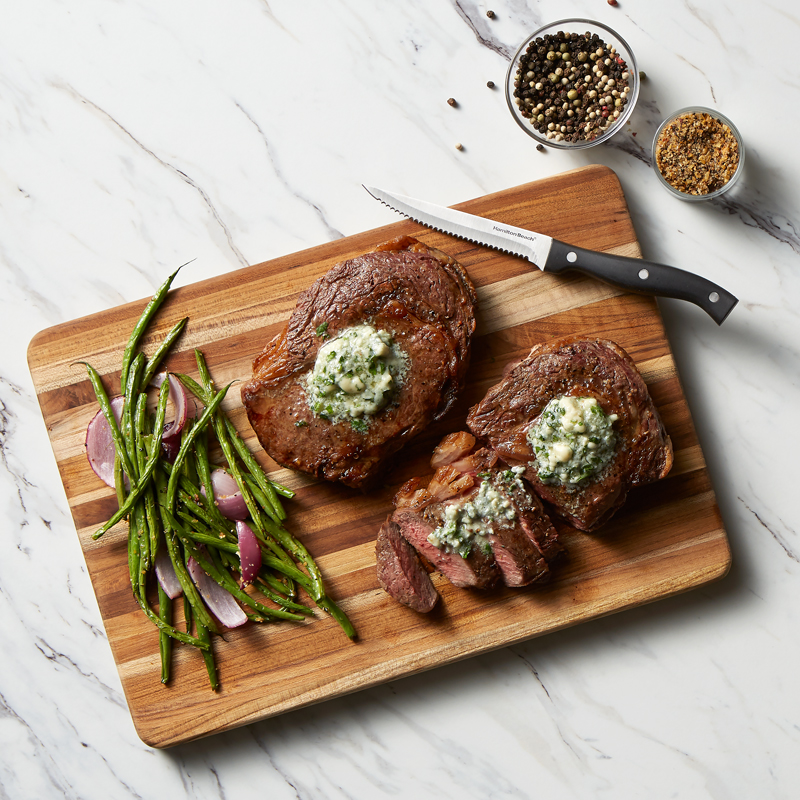 Air Fryer Rib-Eye Steak with Gorgonzola Butter