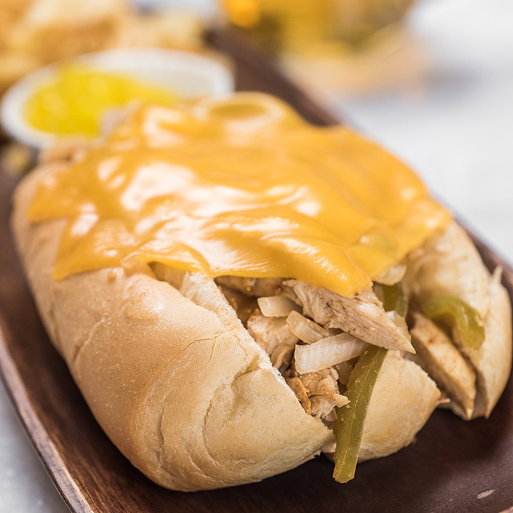Slow Cooker Chicken Philly Cheesesteak Sandwich