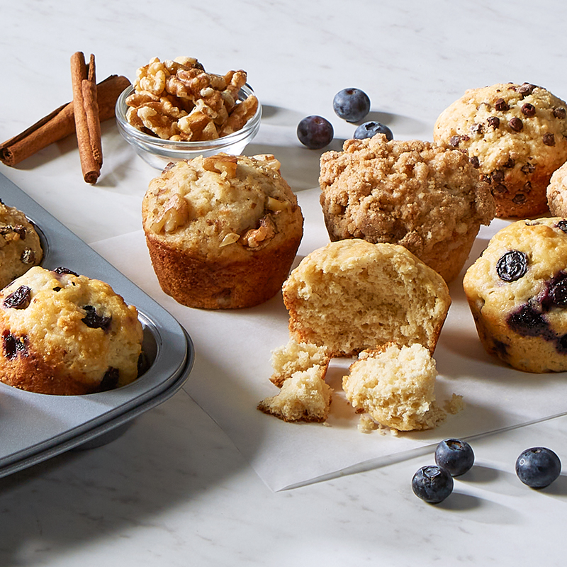 Big Buttermilk Strawberry Rhubarb Muffins - Familystyle Food