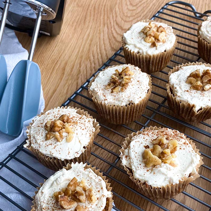 Recipe - Gluten Free Carrot Cake Muffins with Dairy Free Cream Cheese Frosting