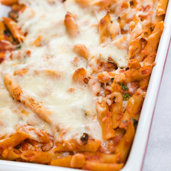 Cheesy Chicken and Pasta Bake with Spinach
