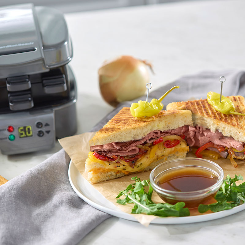 Roast Beef with Peppers and Onions Sandwich