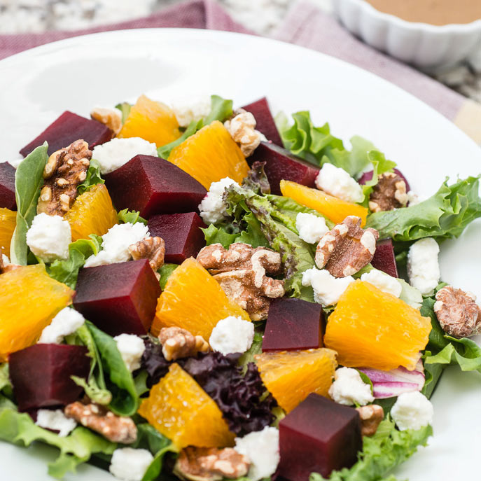Recipe - Roasted Beet Salad with Goat Cheese and Balsamic Dressing