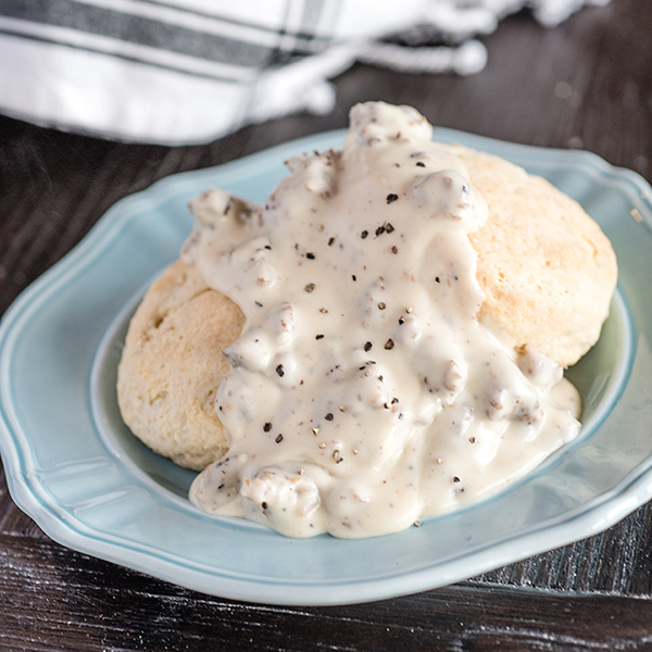 Sausage Gravy with Homemade Biscuits