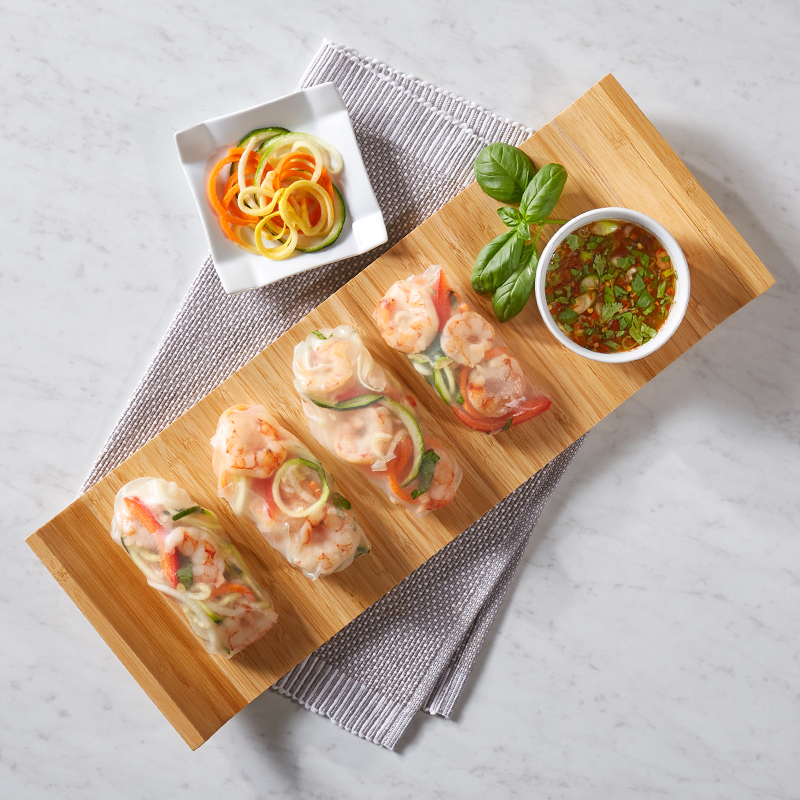 Recipe - Spiralized Vegetable Spring Rolls with Shrimp and Spicy Thai Style Sauce