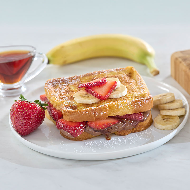 Strawberries and Chocolate Hazelnut Stuffed French Toast