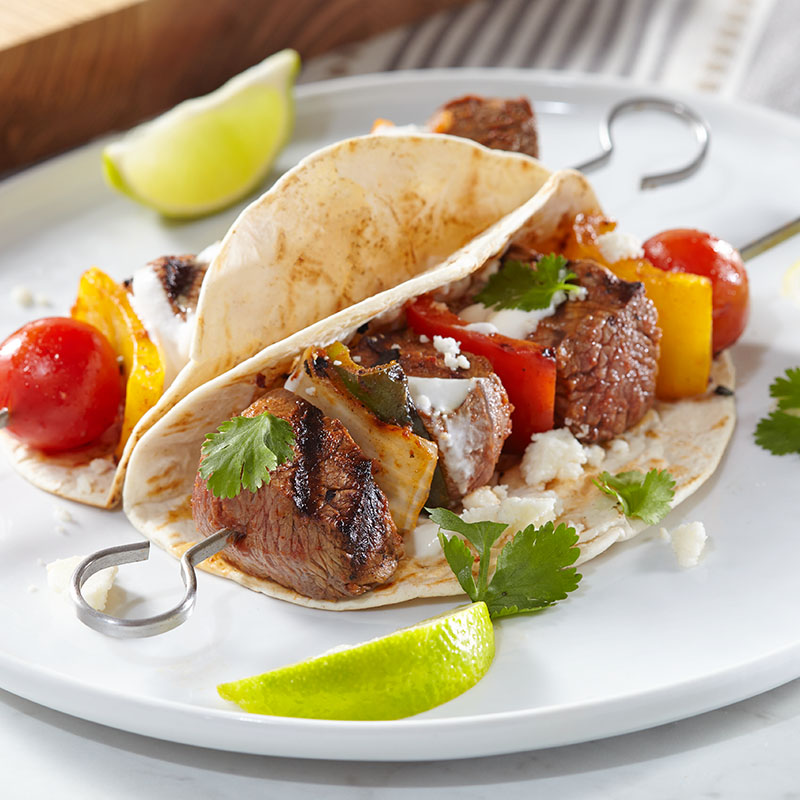 Skewered Beef on Noodle Nests Recipe