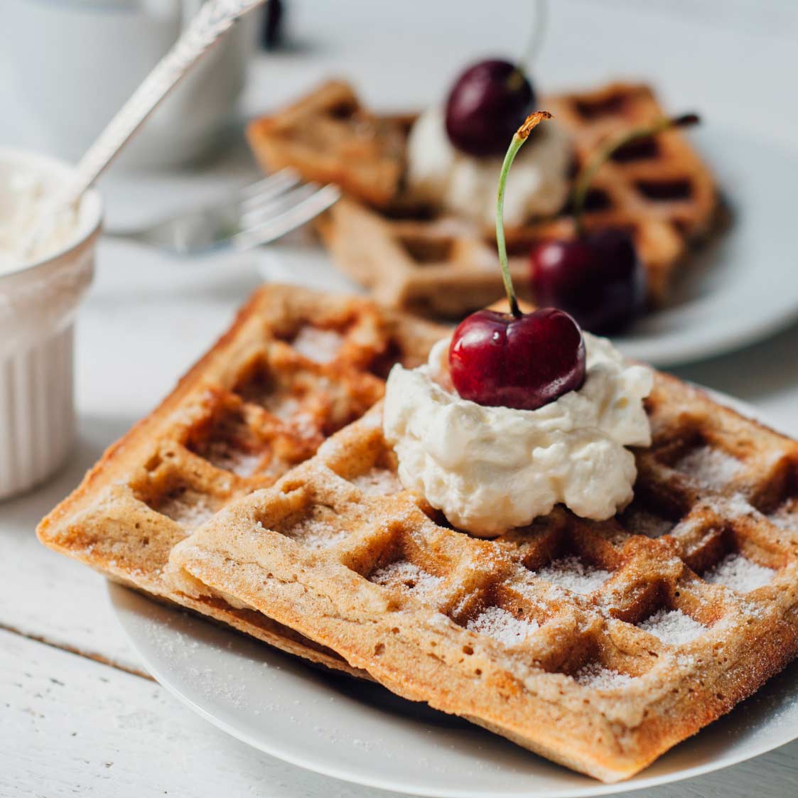 Whole Grain Waffles with Dipping Sauces