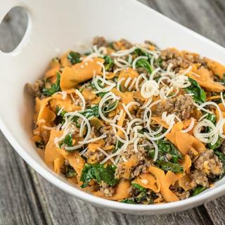 Blog for Spiralizer Sweet Potato Pasta with Sausage & Spinach